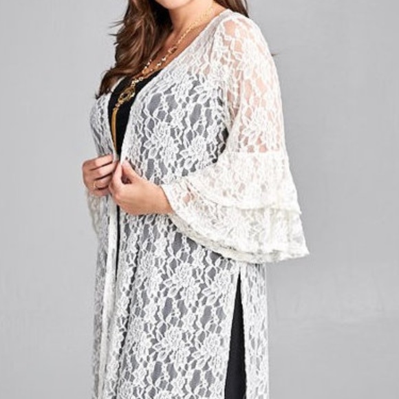 Plus Boho Lace Long Cardigan Duster Maxi Tunic Top - Picture 6 of 6